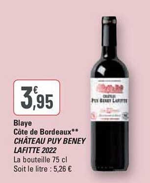 blaye côte de bordeaux château puy beney lafitte 2022