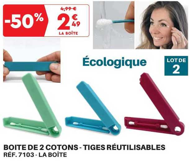 Boite De 2 Cotons-tiges Reutilisables