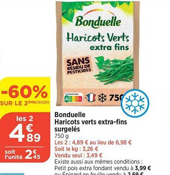 bonduelle haricots verts extra-fins surgelés