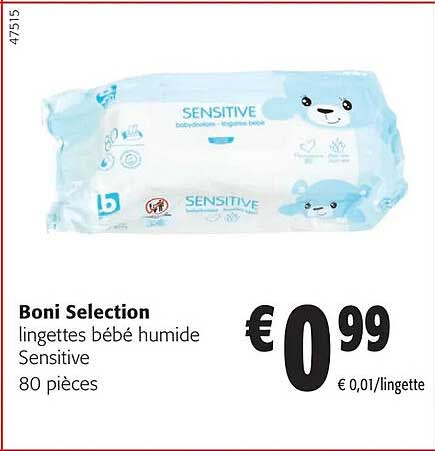 Boni Selection Lingettes Bébé Humide Sensitive