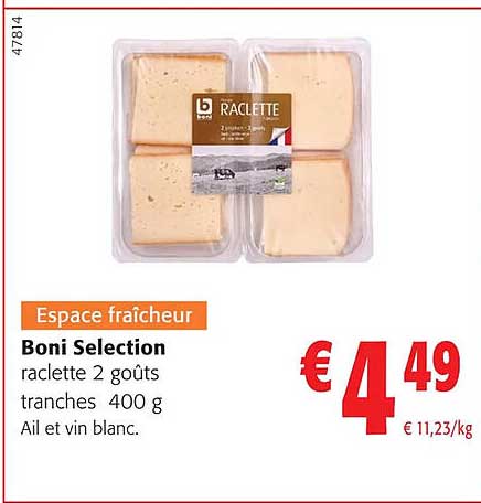 boni selection raclette 2 goûts tranches
