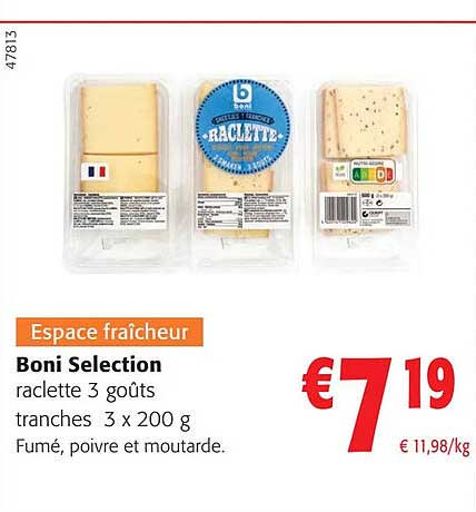 boni selection raclette 3 goûts tranches