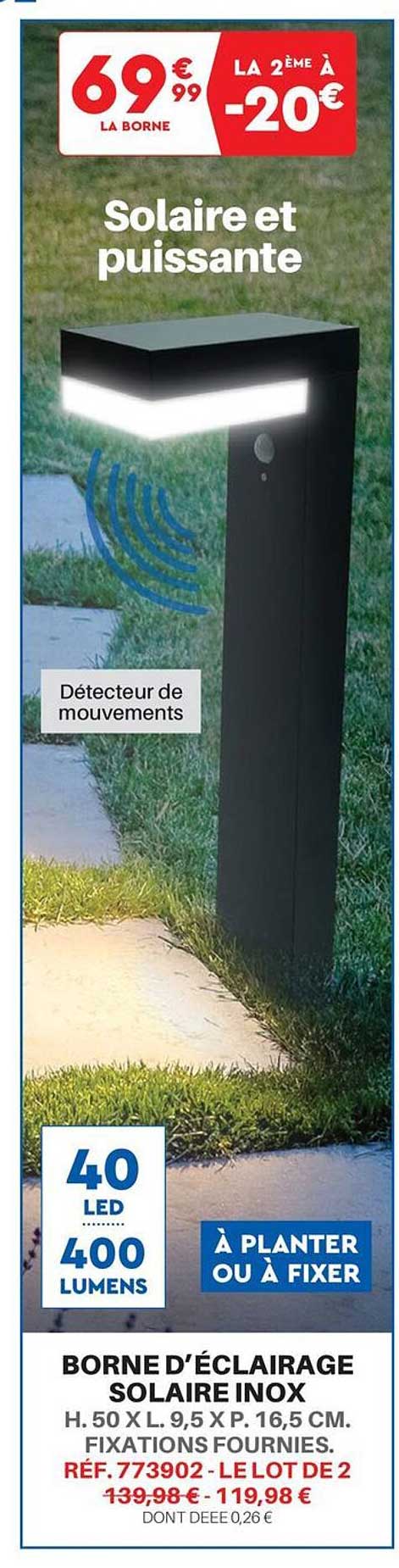 borne d'eclairage solaire inox