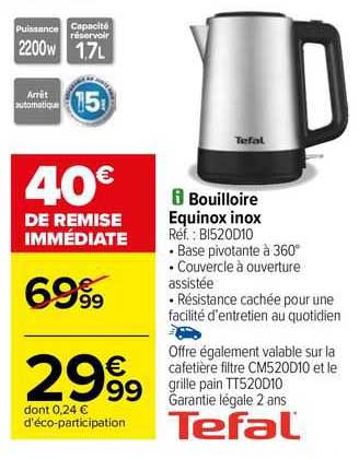 Bouilloire équinoxe Inox Tefal