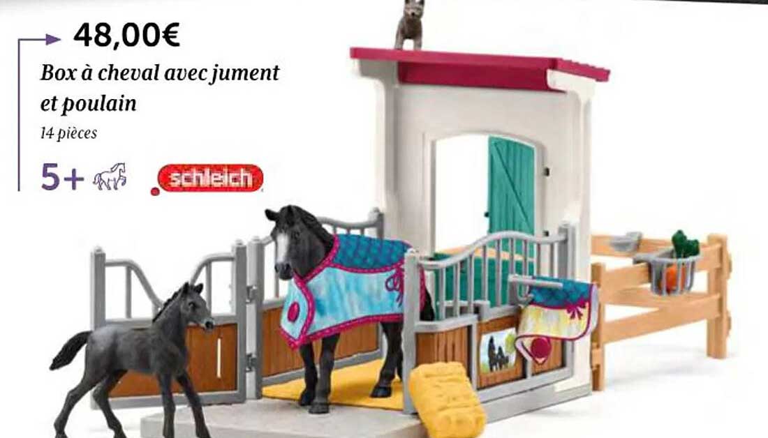 box à cheval avec jument et poulain schleich