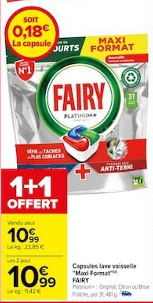 capsules lave vaisselle "maxi format" fairy