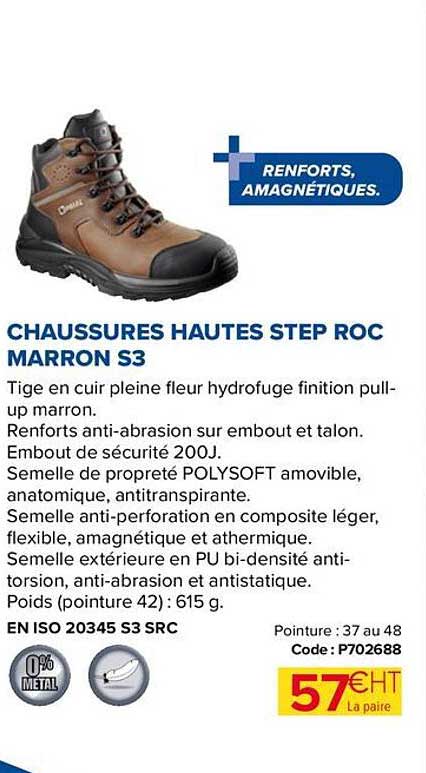 chaussures hautes step roc marron s3