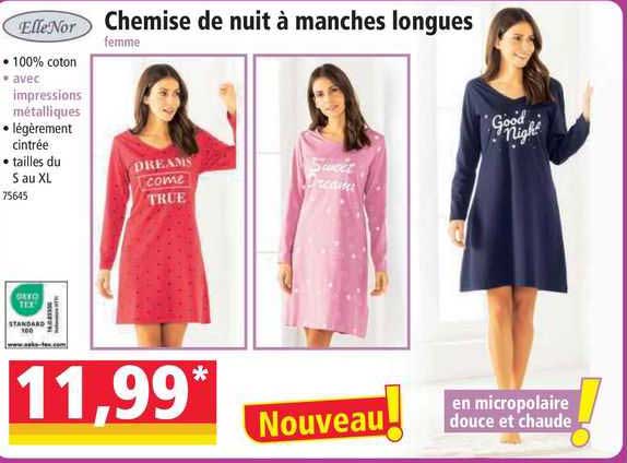chemise de nuit à manches longues elleNor