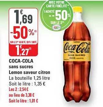 coca-cola sans sucres lemon saveur citron
