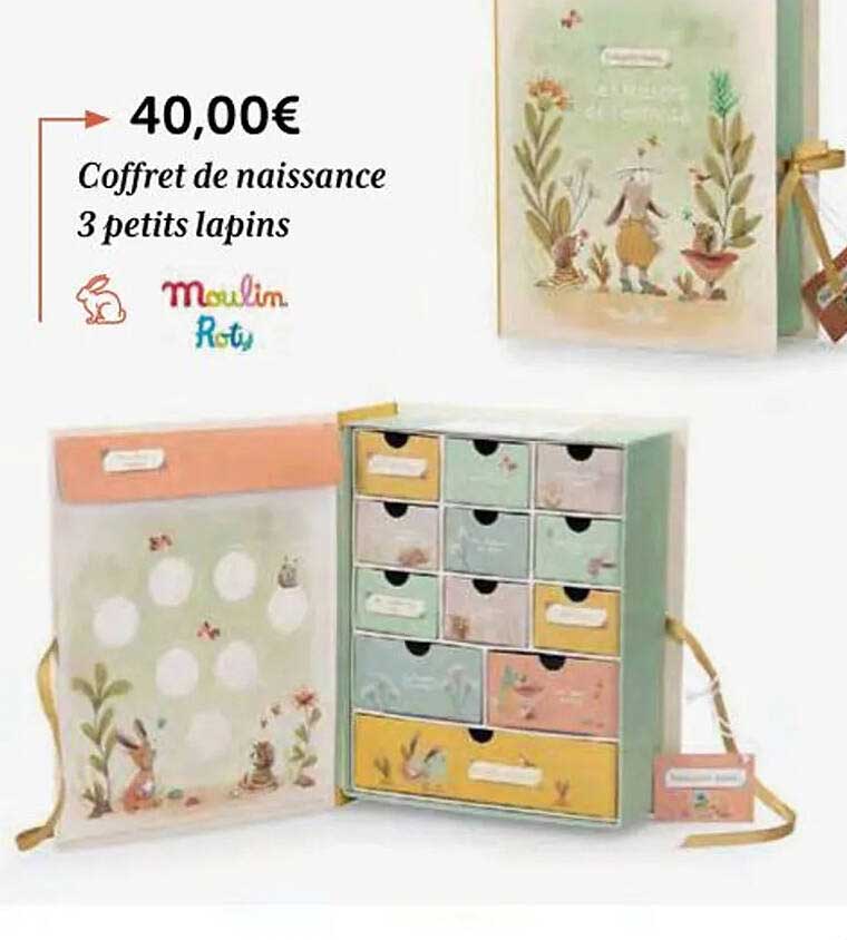 coffret de naissance 3 petits lapins moulin roty