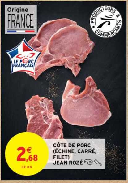 côtes de porc (échine, carré, filet) jean rozé