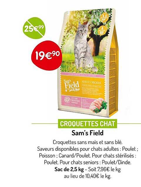croquettes chat sam's field