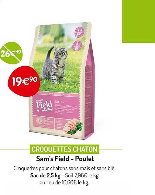 croquettes chaton sam's field-poulet
