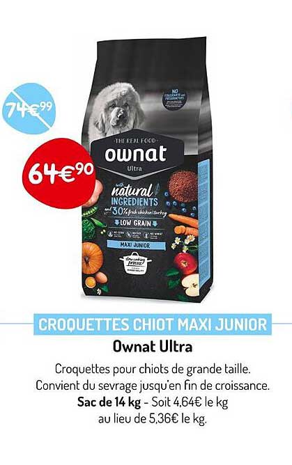 croquettes chiot maxi junior ownat ultra