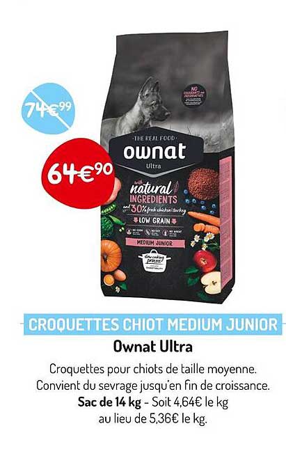 croquettes chiot medium junior ownat ultra