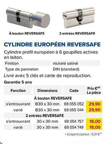 cylindre européen reversafe