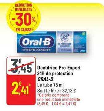dentifrice pro-expert 24h de protection oral-b