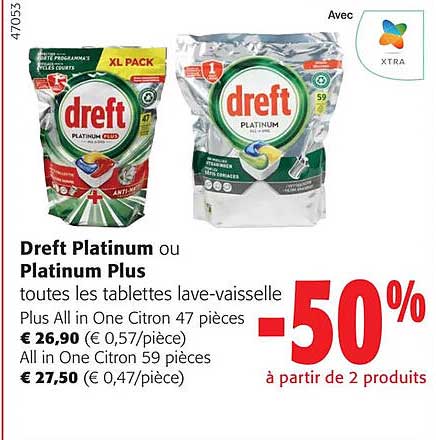 dreft platinum ou platinum plus toutes les tablettes lave-vaisselle