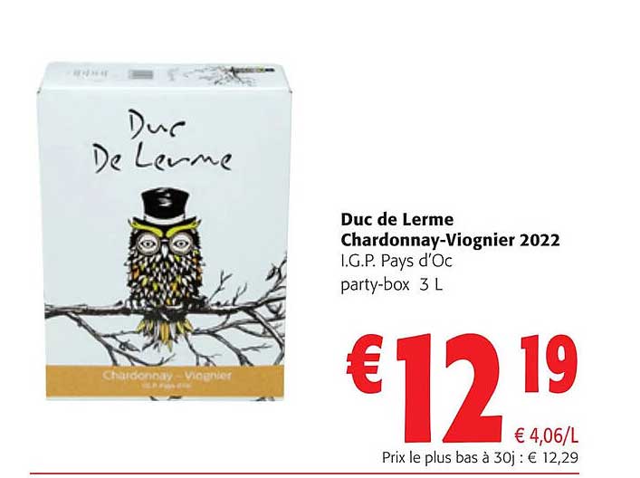 duc de lerme chardonnay-viognier 2022 i.g.p. pays d'oc party-box 3 l