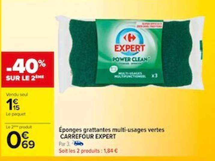 éponges grattantes multi-usages vertes carrefour expert