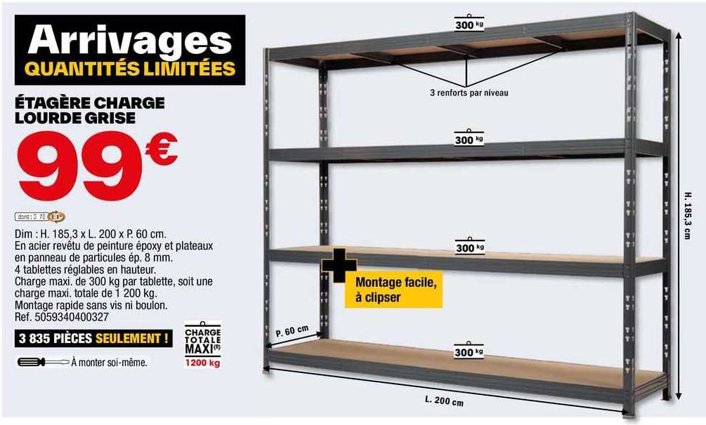 étagère charge lourde grise