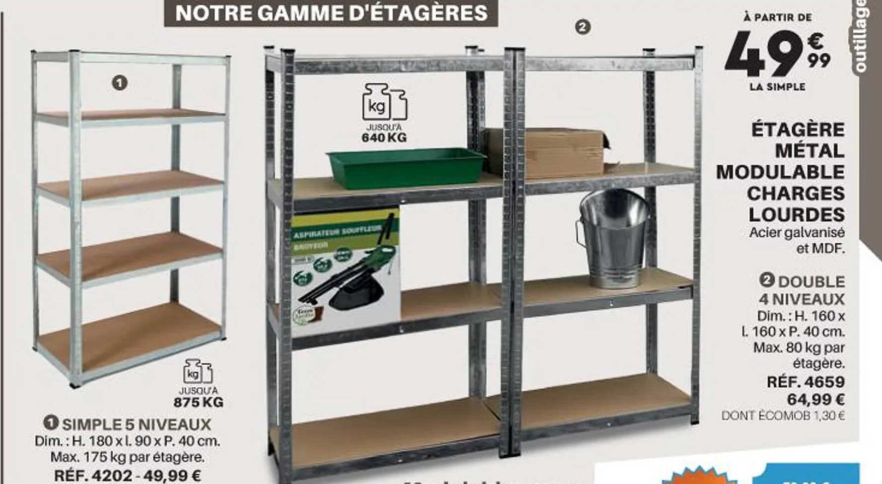 étagère métal modulable charge lourdes