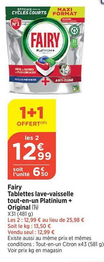 fairy tablettes lave-vaisselle tout-en-un platinium+ original