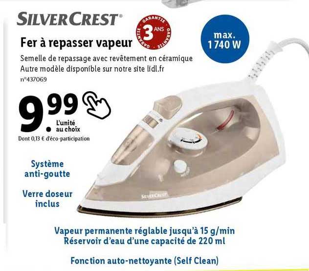 fer à repasser vapeur silver crest