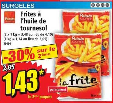 frites à l'huile de tournesol potato