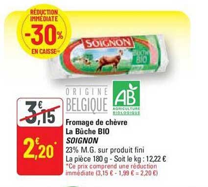 Fromage De Chèvre La Bûche Bio Soignon