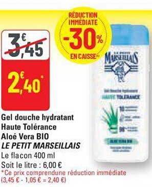 gel douche hydratant haute tolérance aloé vera bio le petit marseillais