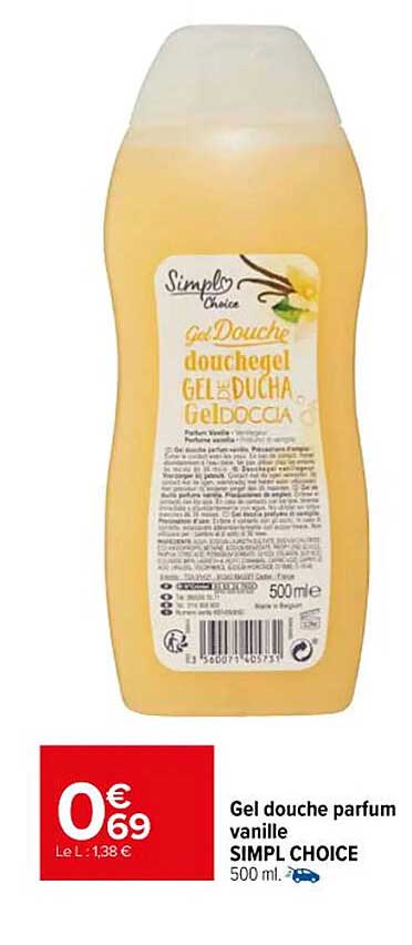 gel douche parfum vanille simpl choice