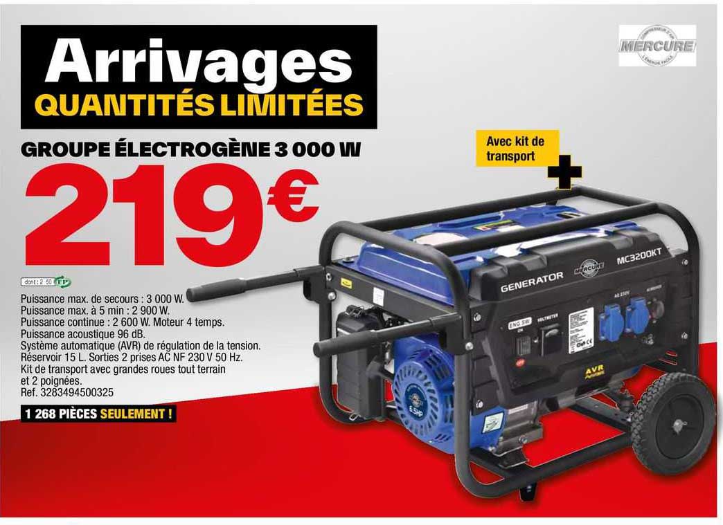 groupe électrogène 3000 w mercure