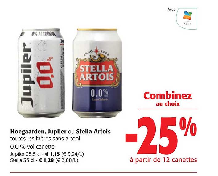 hoegaarden, jupiler ou stella artois toutes les bières sans alcool