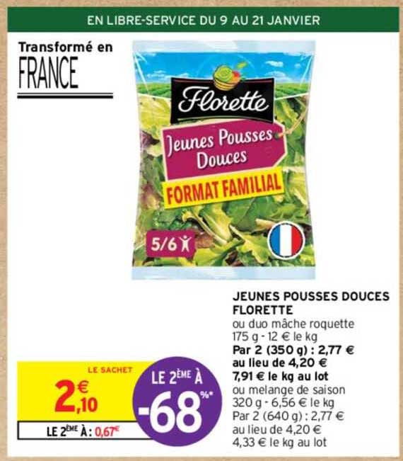 jeunes pousses douces florette ou duo mâche roquette ou mélange de saison