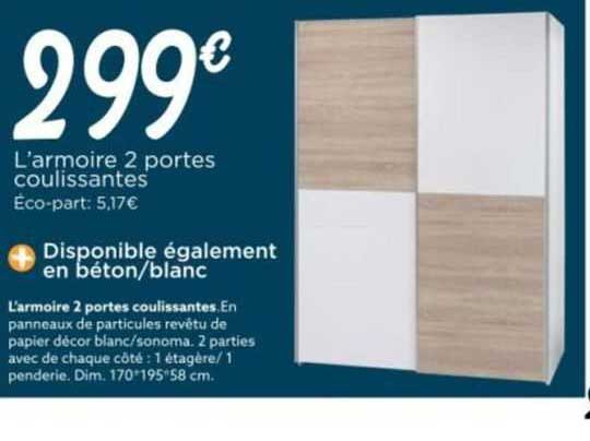 l'armoire 2 portes coulissantes