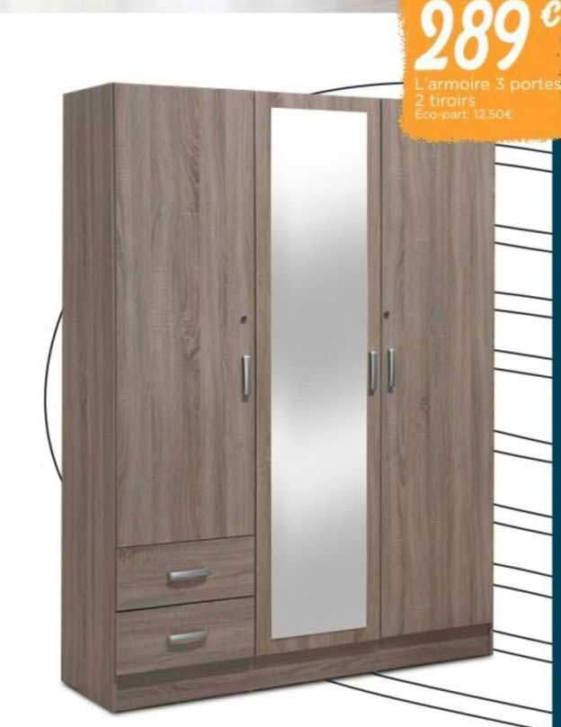 l'armoire 3 portes 2 tiroirs