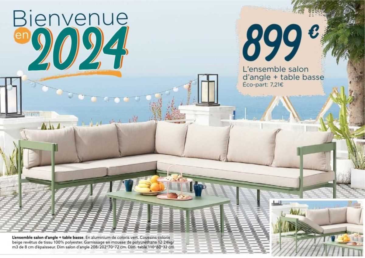 l'ensemble salon d'angle + table basse