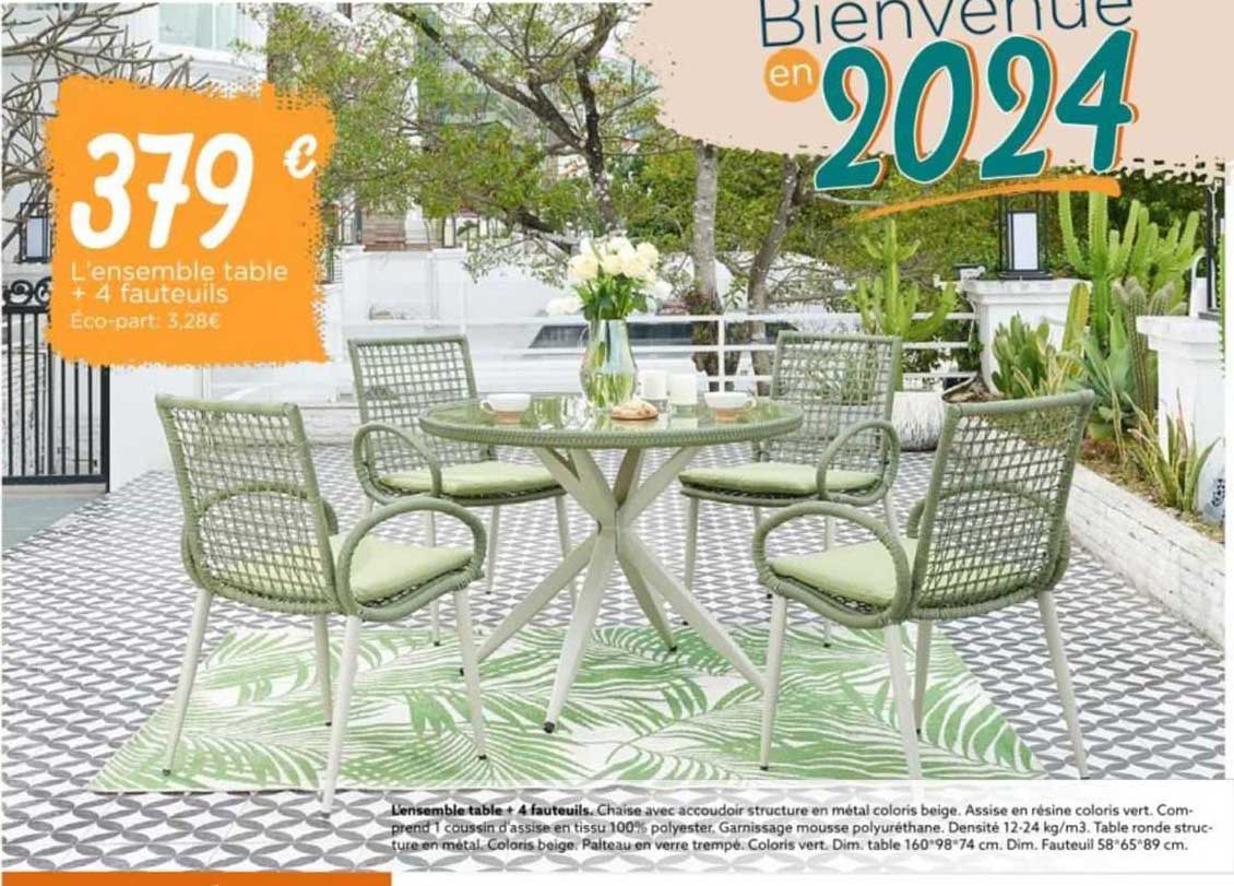 L'ensemble Table + 4 Fauteuils