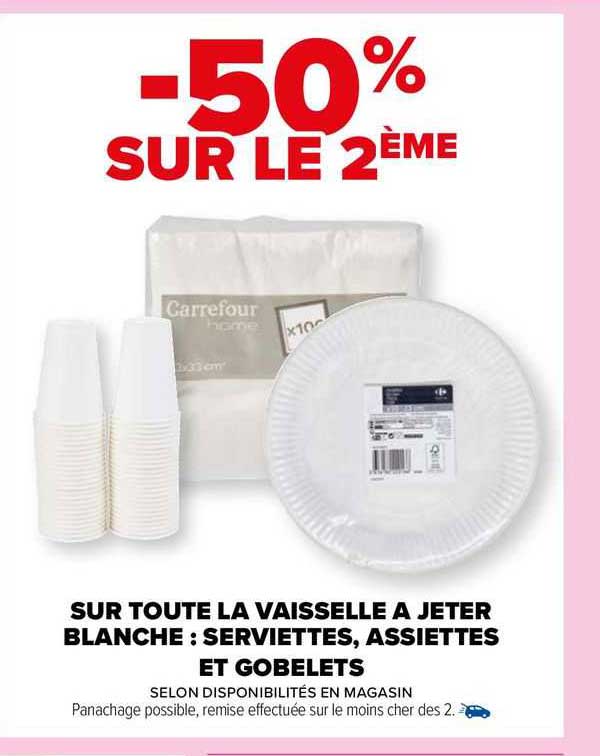 la vaisselle à jeter blanche : serviettes, assiettes et gobelets