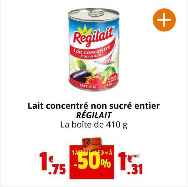 Lait Concentré Non Sucré Entier Régilait