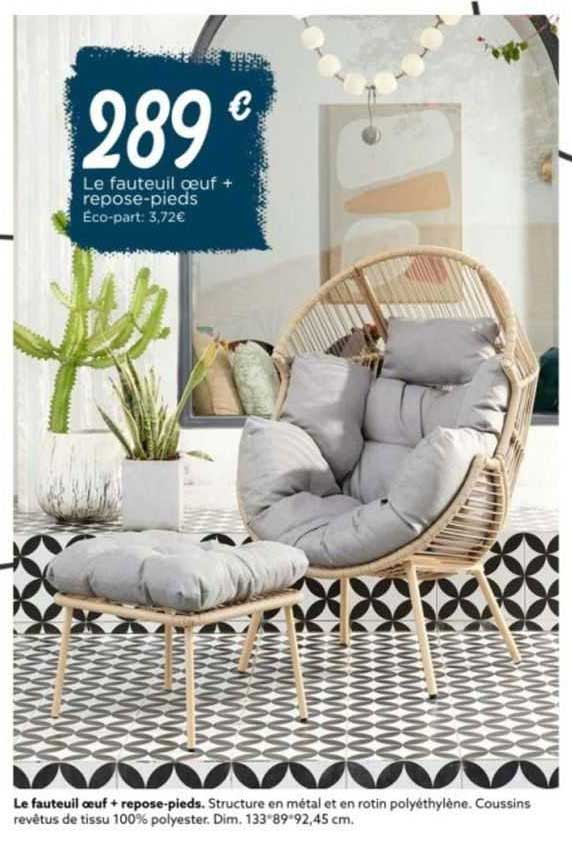 le fauteuil œuf + repose-pieds