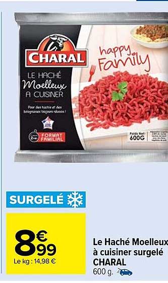 le haché moelleux à cuisiner surgelé charal
