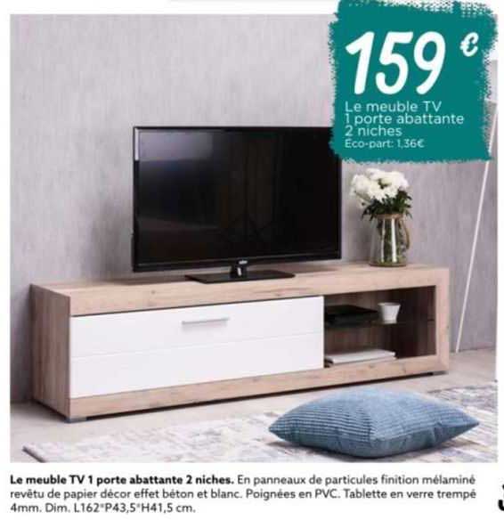 Le Meuble Tv 1 Porte Abattante 2 Niches
