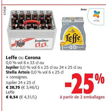 leffe ou corona ou jupiler ou stella artois