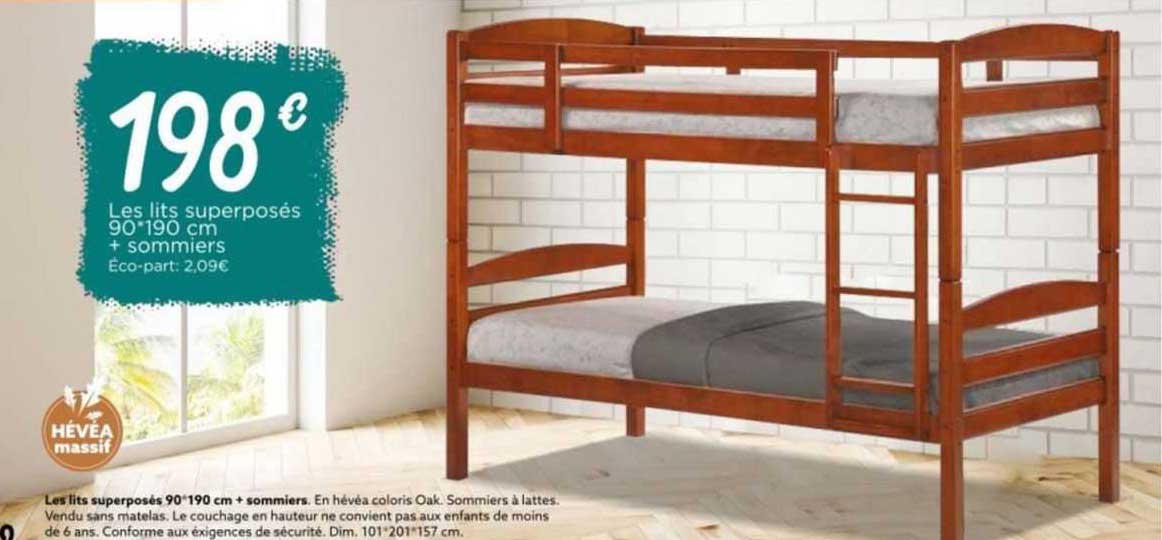 les lits superposés 90*190 cm + sommiers