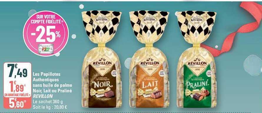 les papillotes authentiques sans huile de palme noir, lait ou praliné revillon