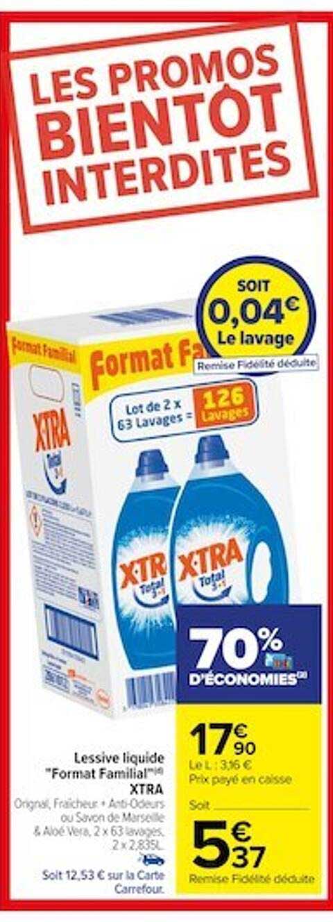lessive liquide "format familial" xtra