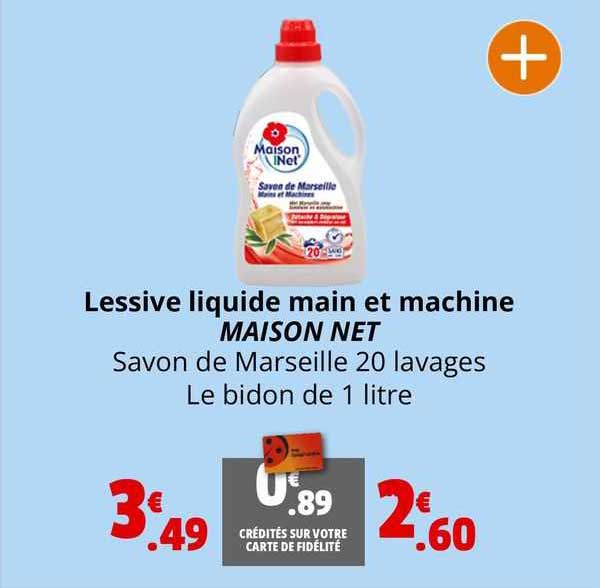 lessive liquide main et machine maison net savon de marseille 20 lavages
