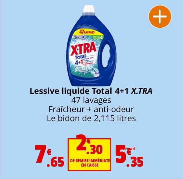 lessive liquide total 4 + 1 x.tra 47 lavages fraîcheur + anti-odeur